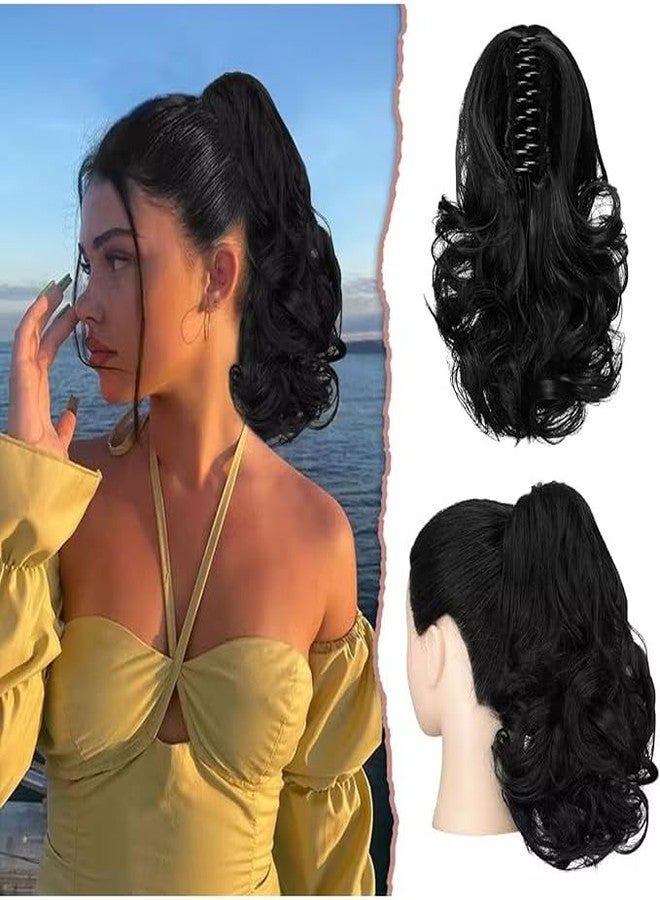 ريتزكارت وصلة شعر بمشبك، طولها 12 بوصة، شعر قصير مموج صناعي، ذيل حصان للنساء، ذيل حصان مجعد بمشبك آمن، قطعة شعر طويلة ذات مظهر طبيعي لسهولة التصفيف (1B) - Image 1