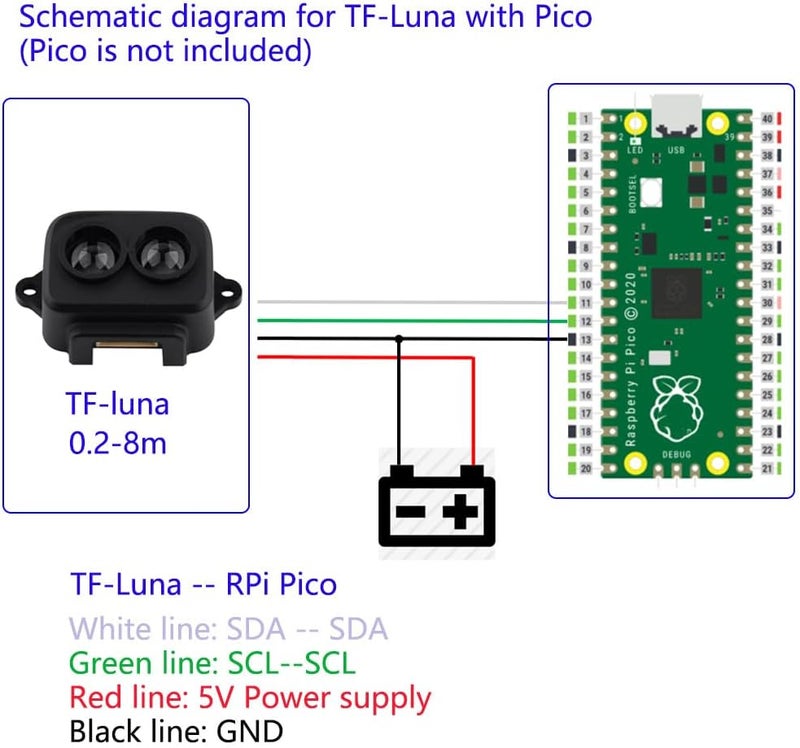 دبليو اشيو تي مستشعر تحديد المدى بالليزر TF-Luna LiDAR نطاق 0.2م-8م وحدة قياس نقطة واحدة UART/I2C 5 فولت مع كابل 6 دبوس طرفي إلى دوبونت لأردوينو/RPi Pico/Pixhawk/WiFi_Lora_32 - Image 5