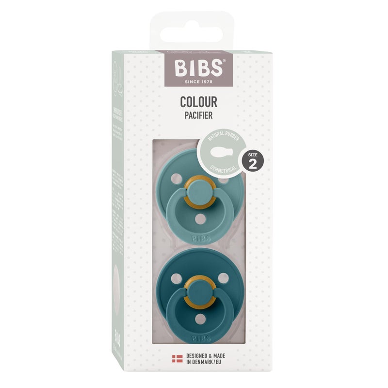 BIBS لهاية بيبس الملونة المتماثلة 2-عبوة، مصاصة خالية من BPA، مطاط طبيعي متماثل، مصنوعة في الدنمارك، الحجم 2 (6-18 شهر)، جزيرة البحر/غابة البحيرة - Image 3