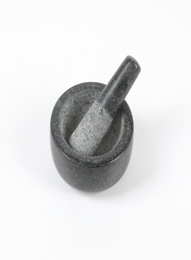 HAWOK Mini Mortar and Pestle Dia. 3.7 inch Set Black… - Image 1