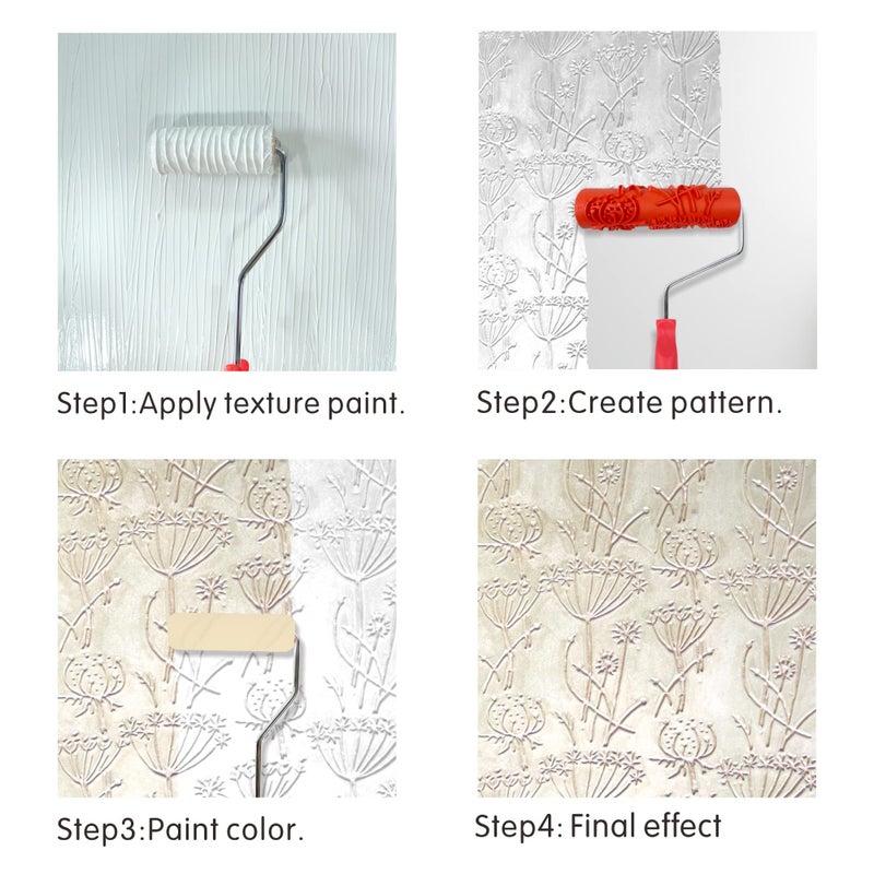 Hanroy 7'' Patterned Paint Roller for Wall Decoration Classic Brick Embossing Texture Rubber Roller Decorative Household DIY Paint Art Tool for Wall Decoration(EG346T) - Image 4