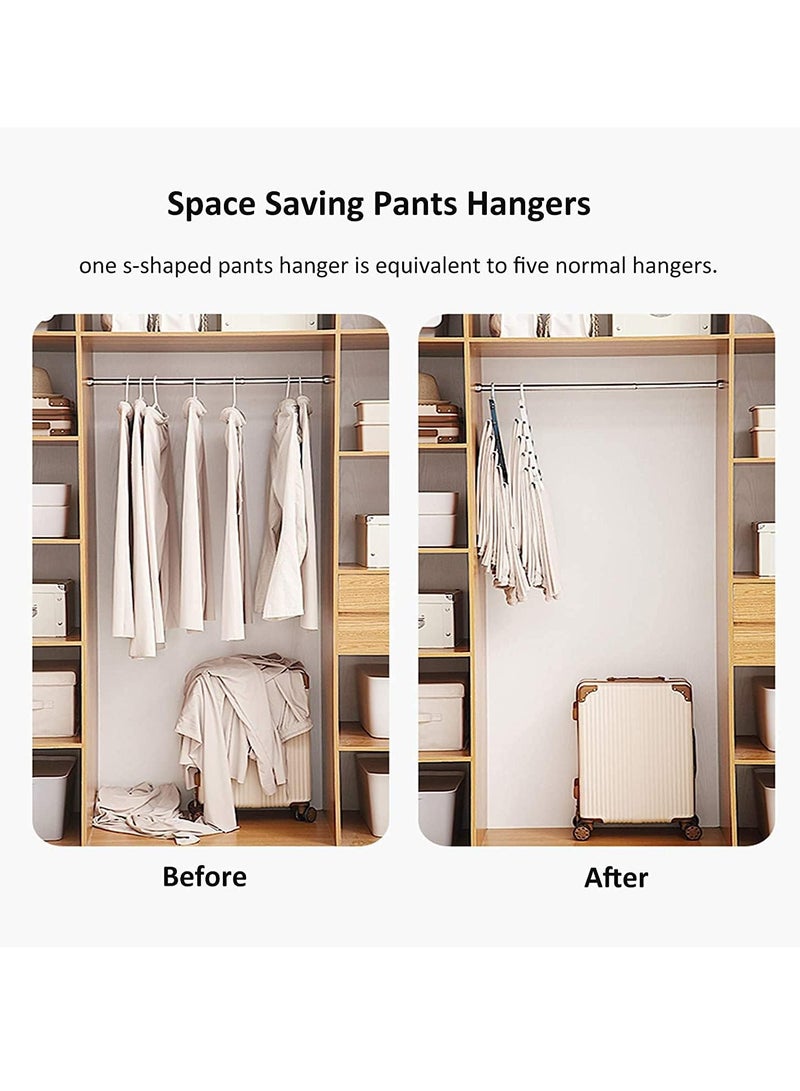 LEDIN Pants Hangers S Shaped Non Slip Space Saving Pants Hangers Trouser Hangers Stainless Steel Metal Multilayer Pants Hangers Closet Storage for Pants Jeans Shirts Scarfs Ties (3 Packs)  - Image 5