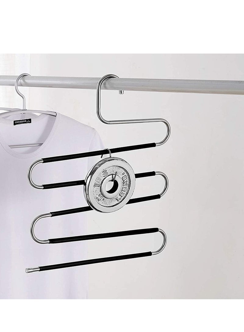 LEDIN Pants Hangers S Shaped Non Slip Space Saving Pants Hangers Trouser Hangers Stainless Steel Metal Multilayer Pants Hangers Closet Storage for Pants Jeans Shirts Scarfs Ties (3 Packs)  - Image 3