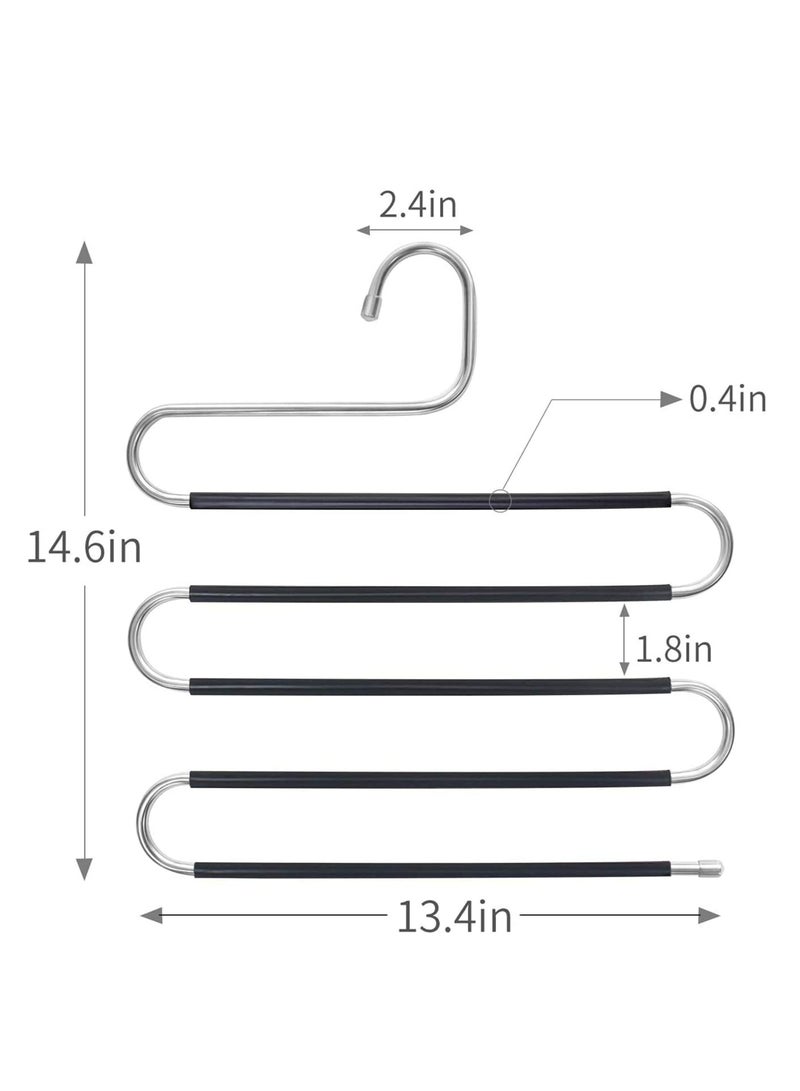 LEDIN Pants Hangers S Shaped Non Slip Space Saving Pants Hangers Trouser Hangers Stainless Steel Metal Multilayer Pants Hangers Closet Storage for Pants Jeans Shirts Scarfs Ties (3 Packs)  - Image 2