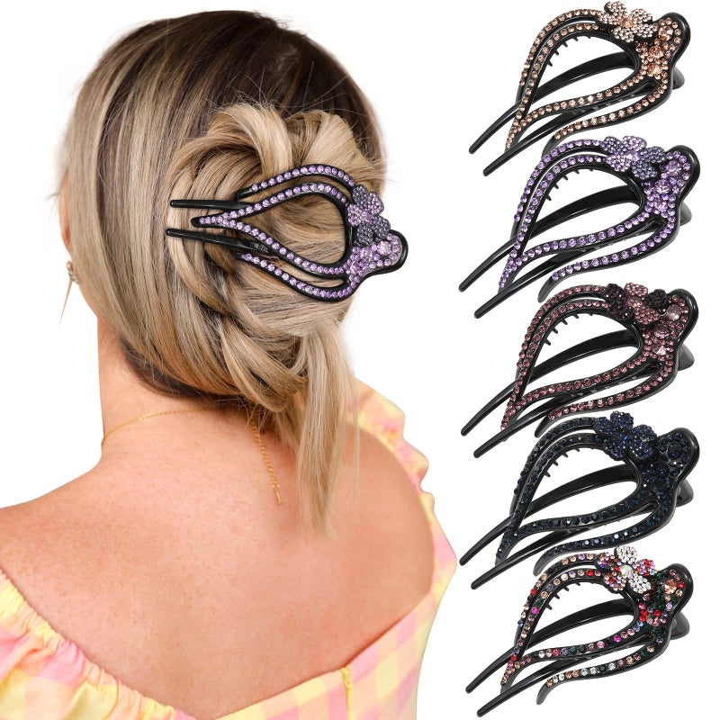 AWAYTR French Concord Flat Hair Clips 6PCS Curved Hair Claw No Slip Hair Clips Volume Strong Hold Clip Hair Claw for Women Girls 5PCS Spark CurvedMedium4 - Image 2