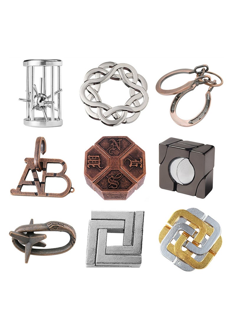 9pcs zinc alloy unlocking magic alloy educational toy nine-link intellectual unlocking buckle  - Image 1