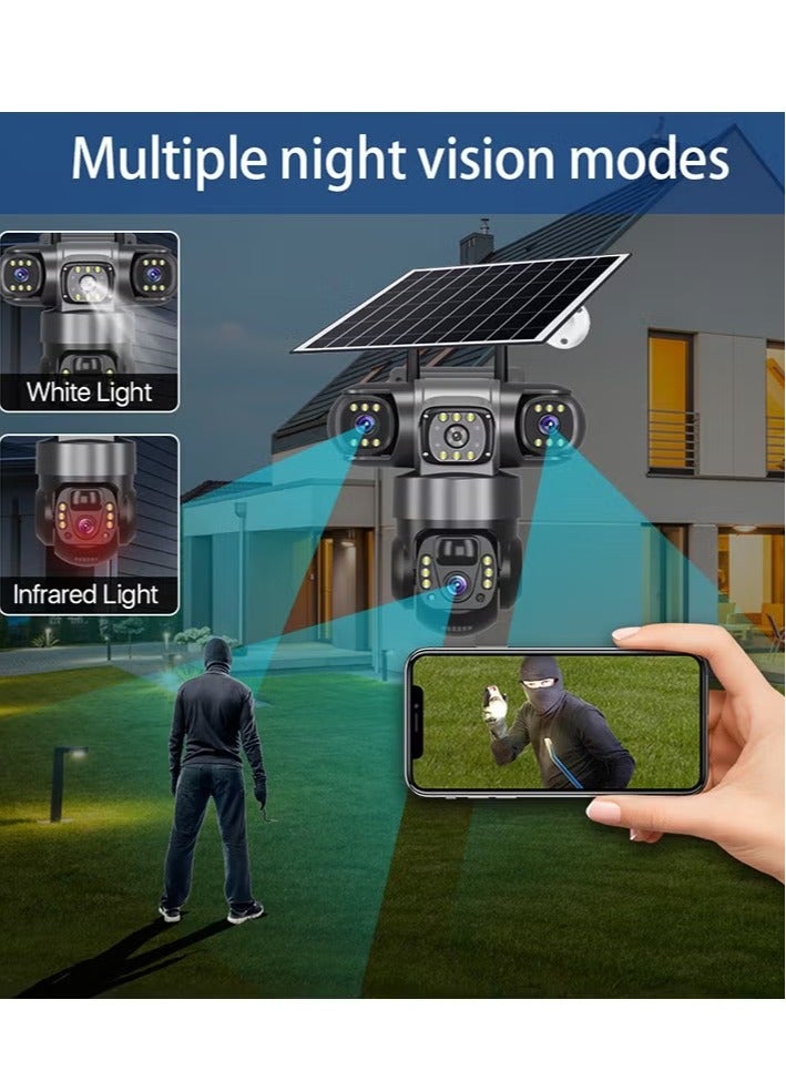 Daxiongmao Solar Security Camera 4G Security Camera 4K HD CCTV Battery Three-Eye Three-Screen Outdoor Smart Home Security Surveillance Camera - Image 5