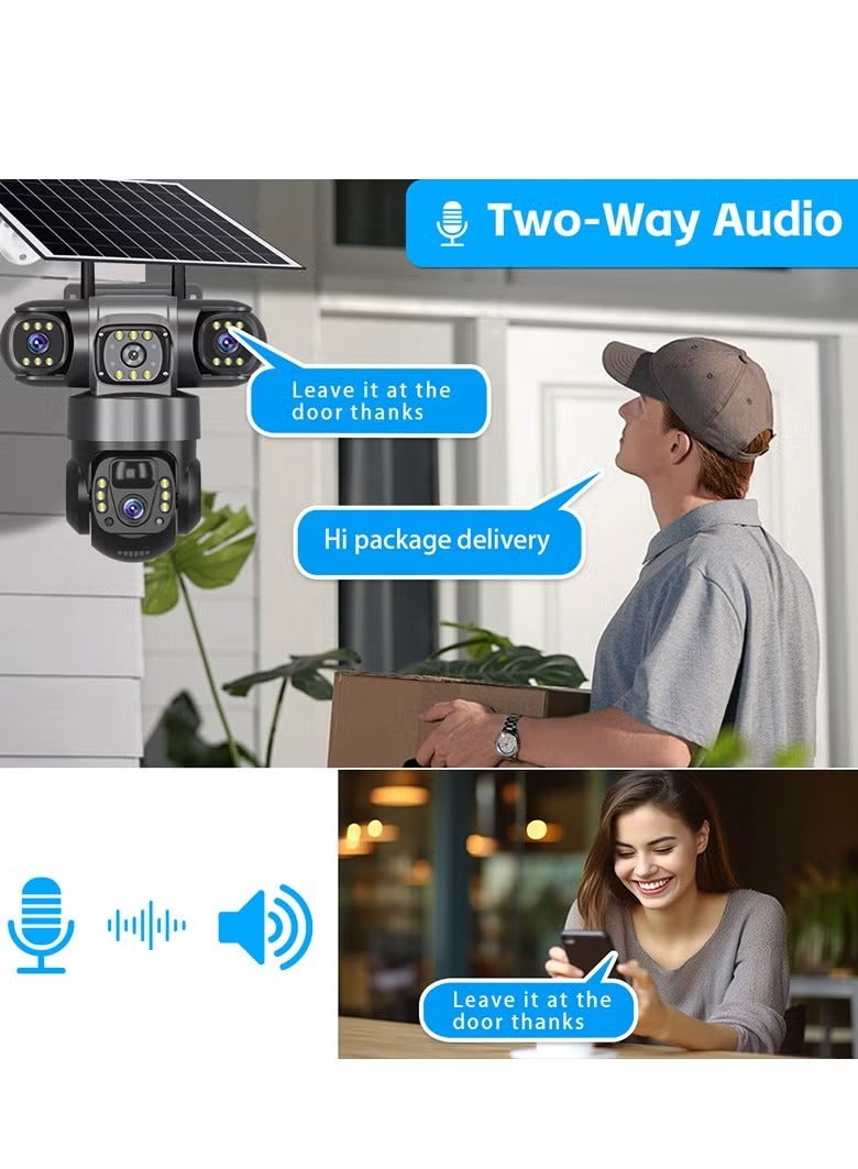 Daxiongmao Solar Security Camera 4G Security Camera 4K HD CCTV Battery Three-Eye Three-Screen Outdoor Smart Home Security Surveillance Camera - Image 4