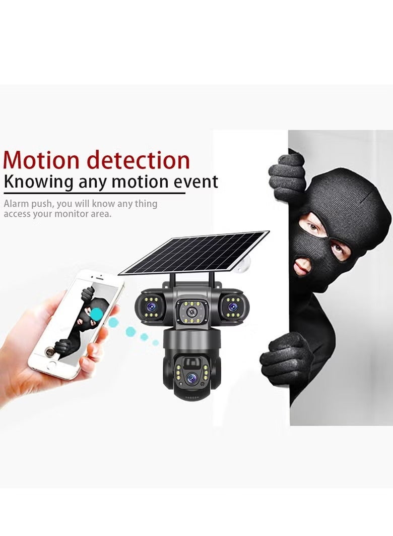 Daxiongmao Solar Security Camera 4G Security Camera 4K HD CCTV Battery Three-Eye Three-Screen Outdoor Smart Home Security Surveillance Camera - Image 3