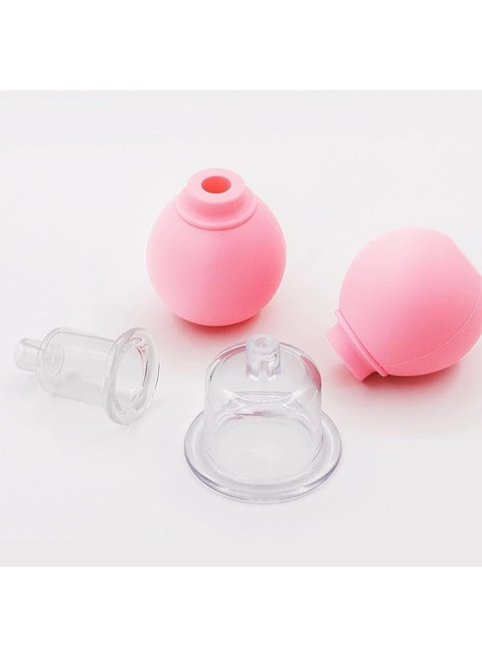 طقم حجامة زجاجي احترافي للتدليك (4 قطع) – كؤوس شفط مع كرات سيليكون وردية – علاج لمكافحة السيلوليت والتجاعيد – طقم متكامل للعينين والوجه والجسم (وردي) - Image 4