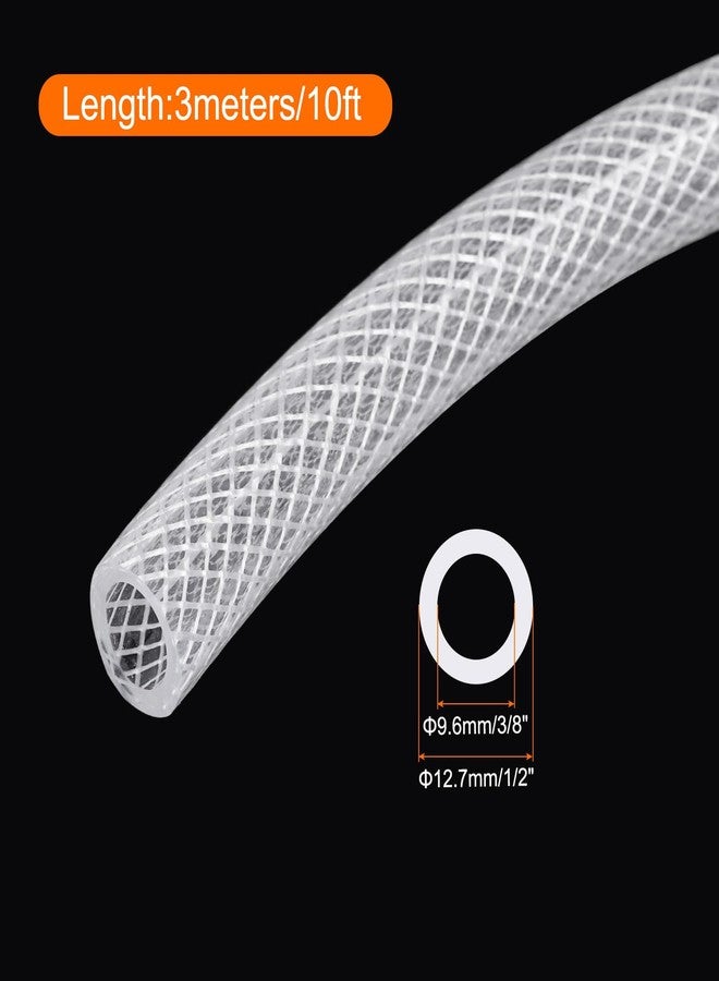 ميكسينيتي أنبوب فينيل PVC شفاف مضفر من MECCANIXITY، قطر داخلي 3/8 بوصة وقطر خارجي 1/2 بوصة، خرطوم مياه عالي الضغط بطول 10 أقدام للأنابيب الصناعية والمضخات، 9.5 مم × 12.7 مم، مع مشابك - Image 2