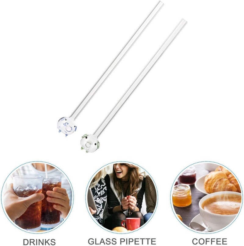 comfrt 2Pcs Glass Straw Reusable Glass Drinking Straws Cute Glass Straws Handmade Pig Head Straws for Coffee Milkshake Smoothie - Image 1