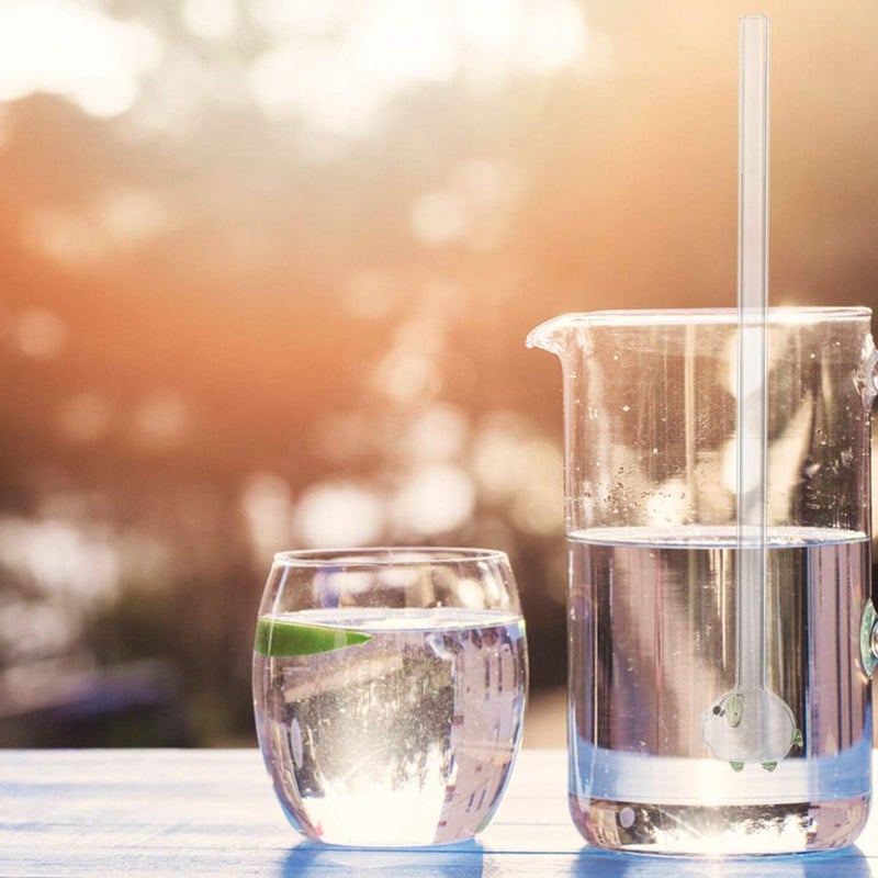 comfrt 2Pcs Glass Straw Reusable Glass Drinking Straws Cute Glass Straws Handmade Pig Head Straws for Coffee Milkshake Smoothie - Image 3