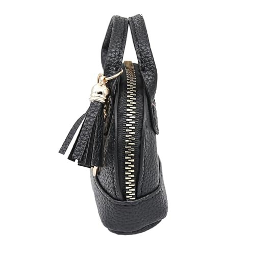 Zitokin Mini Tote Purse Keychain, Cute Tote Bag Coin Purse Keychain, Mini Backpack Keychain Wallet PU Leather (Black) - Image 4
