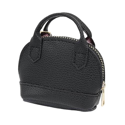 Zitokin Mini Tote Purse Keychain, Cute Tote Bag Coin Purse Keychain, Mini Backpack Keychain Wallet PU Leather (Black) - Image 3
