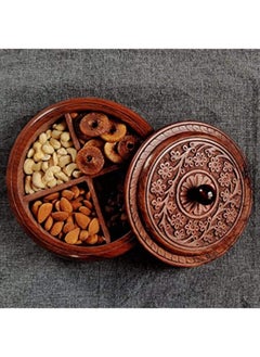 QUESERA Wood Dry Fruit Box Handmade & Handcrafted Wooden Large Size Round  - Image 2
