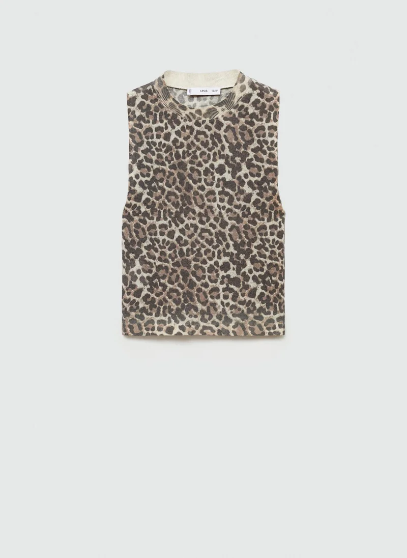 MANGO Leopard Stitch Top