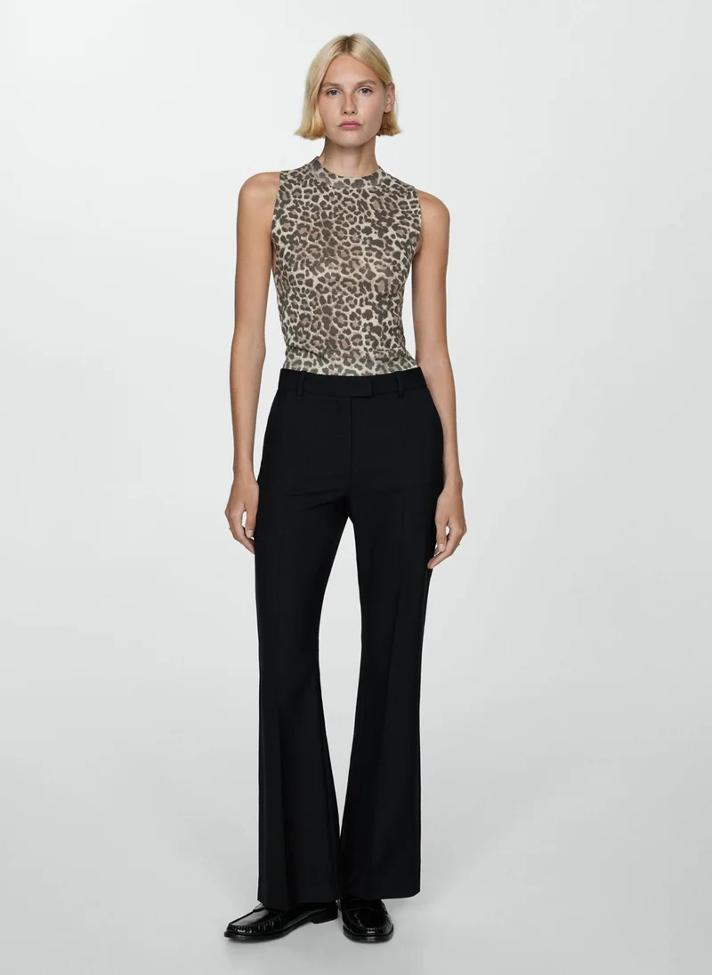 MANGO Leopard Stitch Top