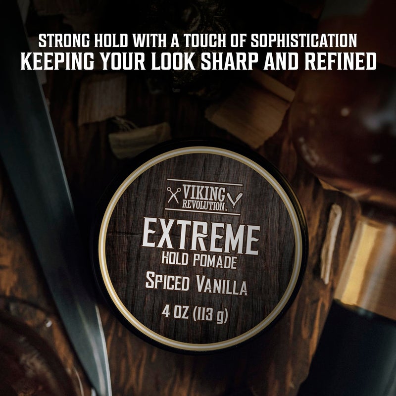 Viking Revolution Spiced Vanilla Hair Pomade for Men - Extreme Hold Hair Gel for Men - Water Based - Extra Firm Mens Hair Pomade - High Shine Mens Hair Cream (4oz) - Image 4
