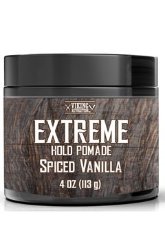 Viking Revolution Viking Revolution Spiced Vanilla Hair Pomade for Men - Extreme Hold Hair Gel for Men Water Based - Mens Pomade Extra Firm Mens Hair Pomade Strong Hold - High Shine Mens Hair Cream (4oz)  - Image 1