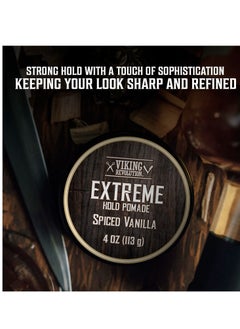 Viking Revolution Viking Revolution Spiced Vanilla Hair Pomade for Men - Extreme Hold Hair Gel for Men Water Based - Mens Pomade Extra Firm Mens Hair Pomade Strong Hold - High Shine Mens Hair Cream (4oz)  - Image 3