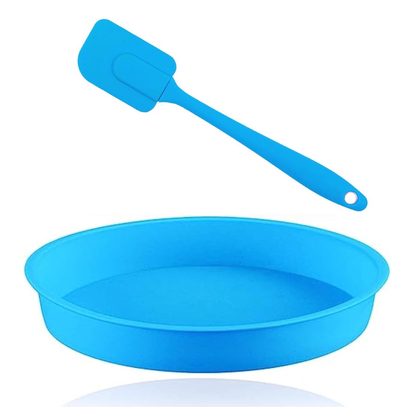 MoldBerry 10 Inch Round Cake Pan with SpatulaFree Silicone Cake Pan NonStick Cheesecake Mould Pans Baking Pans Layer Cake Pans Set Fit Oven Freezer Microwave Oven Dishwasher Safe - Image 1