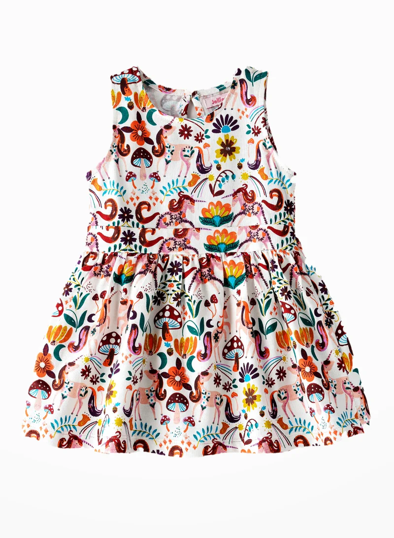 Jelliene Girls All Over Print Knit Dress, Soft and Comfortable Dress for Girls
