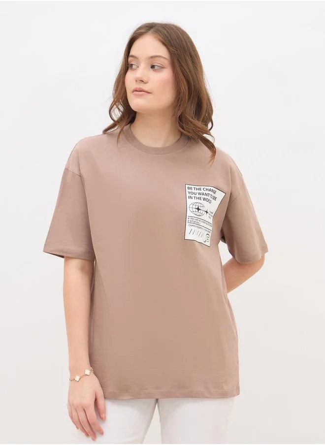 ستايلي Styli Graphic Print Oversized T-Shirt