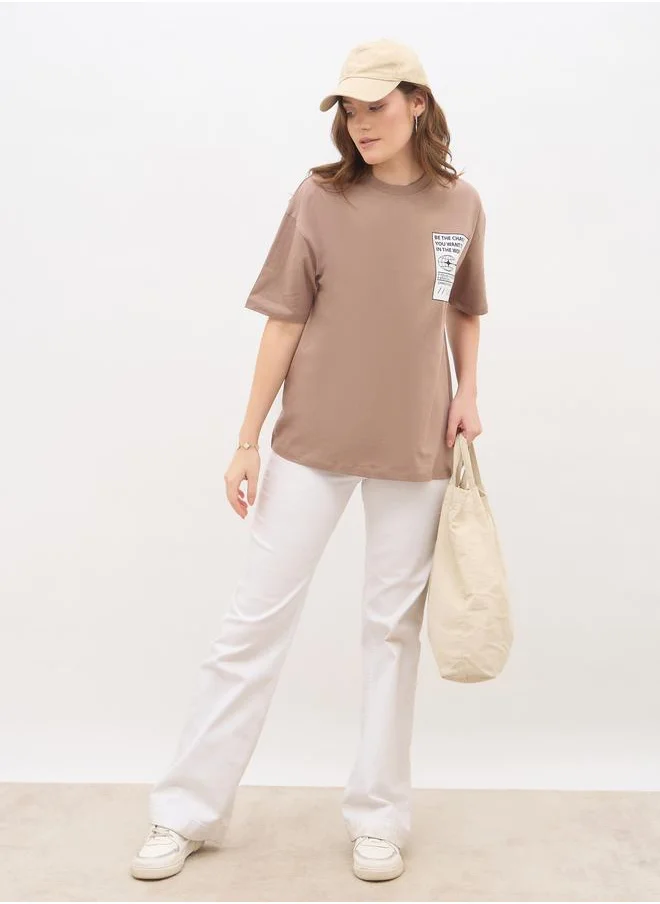 ستايلي Styli Graphic Print Oversized T-Shirt
