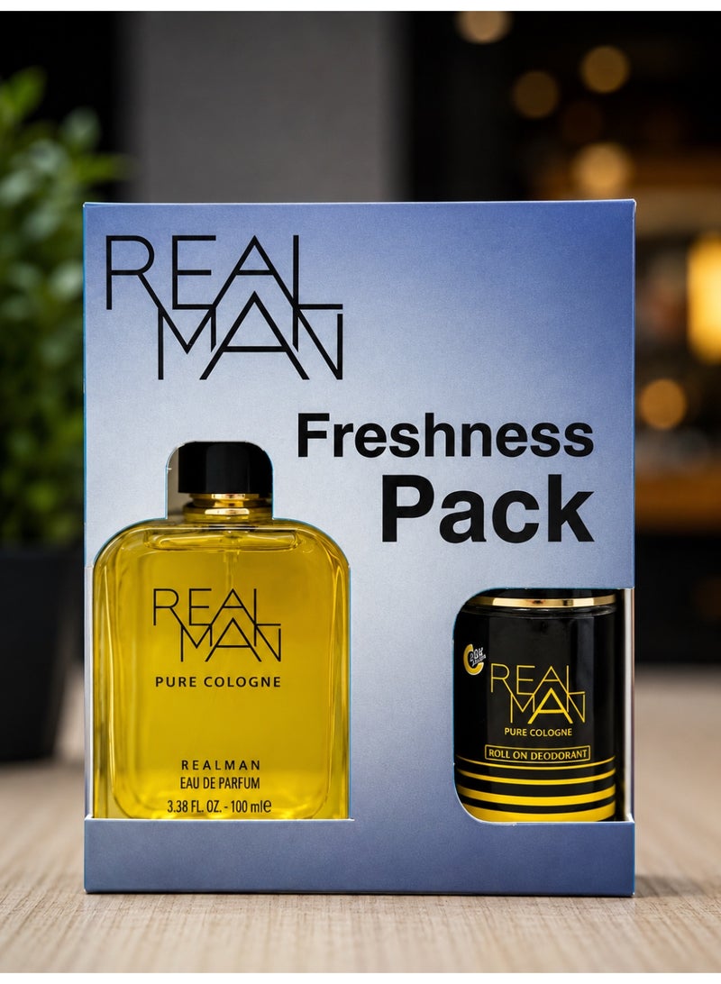 Realman Freshness Pack - EDP 100 ml  + Roll on 50ml - Pure Cologne - Image 1