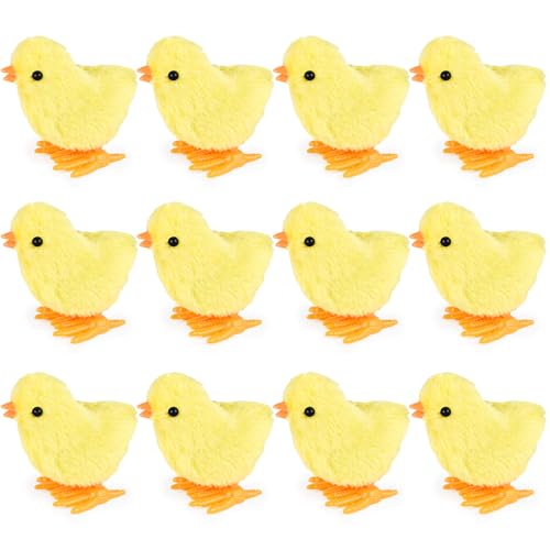 3 otters 12PCS Wind Up Toys for Easter Chicken Party Favors WindUp Jumping Cute Chicken Plush Chicks Toy for Kids Goodie Bags Treasure Chest Easter Egg Fillers Birthday Party Favors Gifts - Image 1