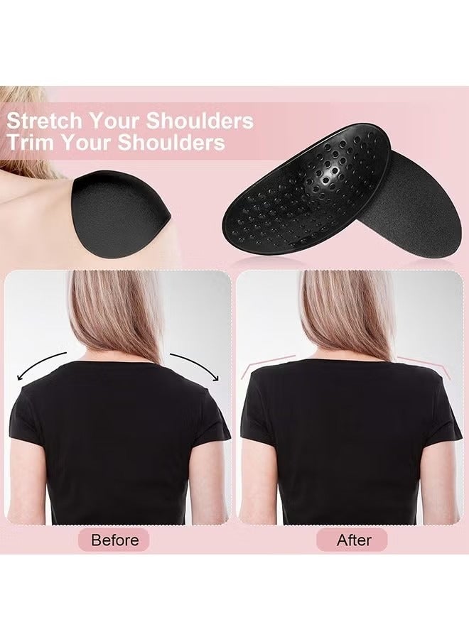2 Pairs Shoulder Pads Sponge Soft Non slip Self Adhesive Invisible Brace Pads Right Angle Beauty Width Enhancer for Women Men's Suit Jacket Support (Skin Color+Black)  - Image 3