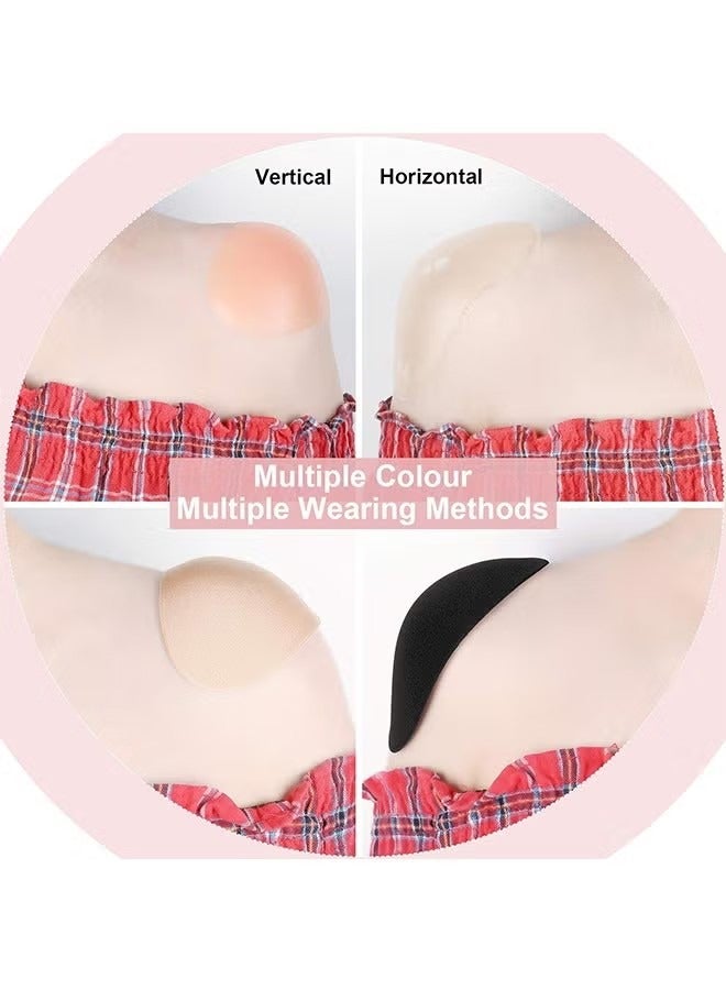2 Pairs Shoulder Pads Sponge Soft Non slip Self Adhesive Invisible Brace Pads Right Angle Beauty Width Enhancer for Women Men's Suit Jacket Support (Skin Color+Black)  - Image 4