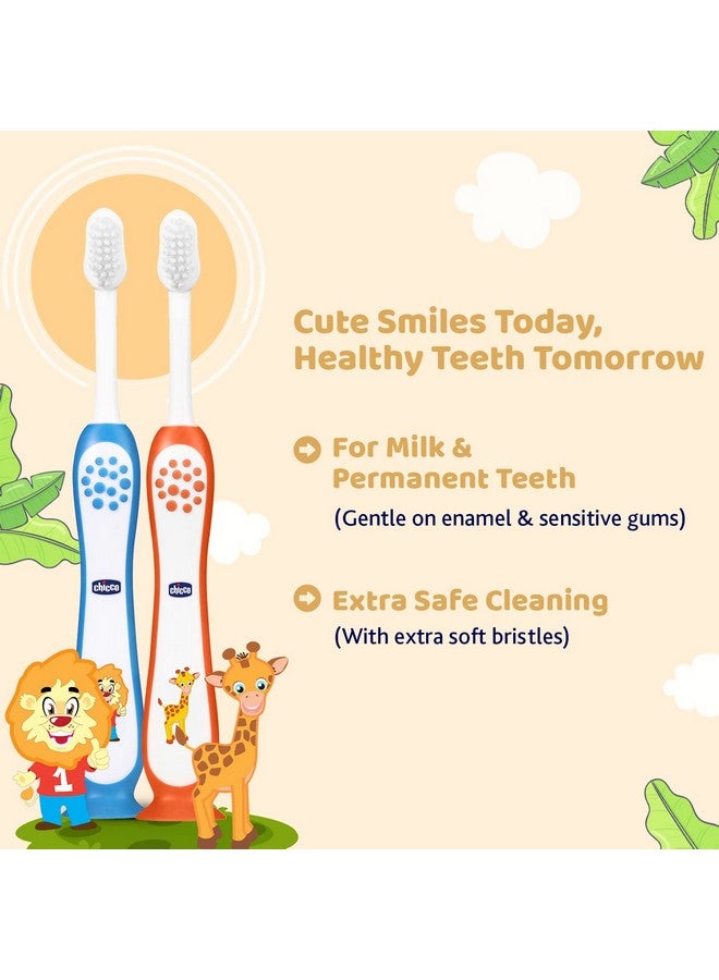 Kid Manual Toothbrush Set Blue + Orange 3Y-8Y, Pack Of 1