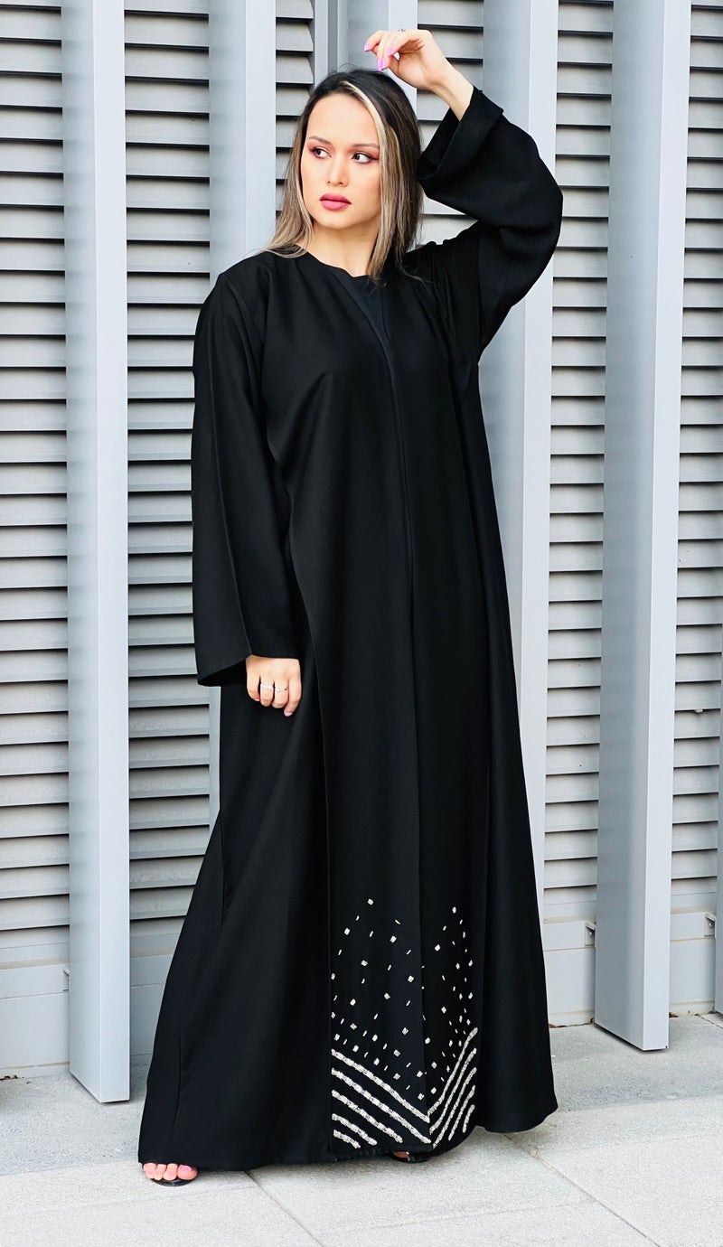 Moistreet Embroidered Open Front Abaya - Image 1