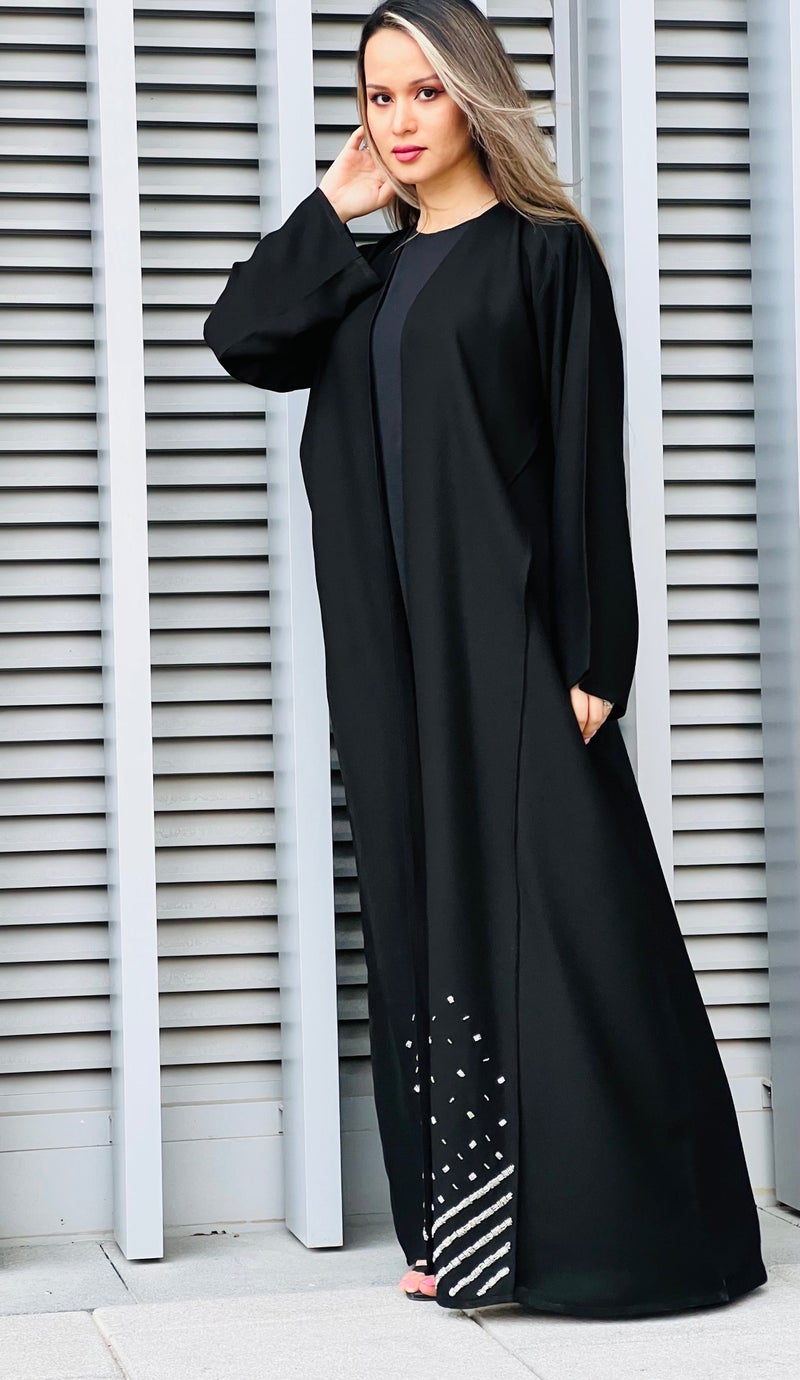 Moistreet Embroidered Open Front Abaya - Image 3
