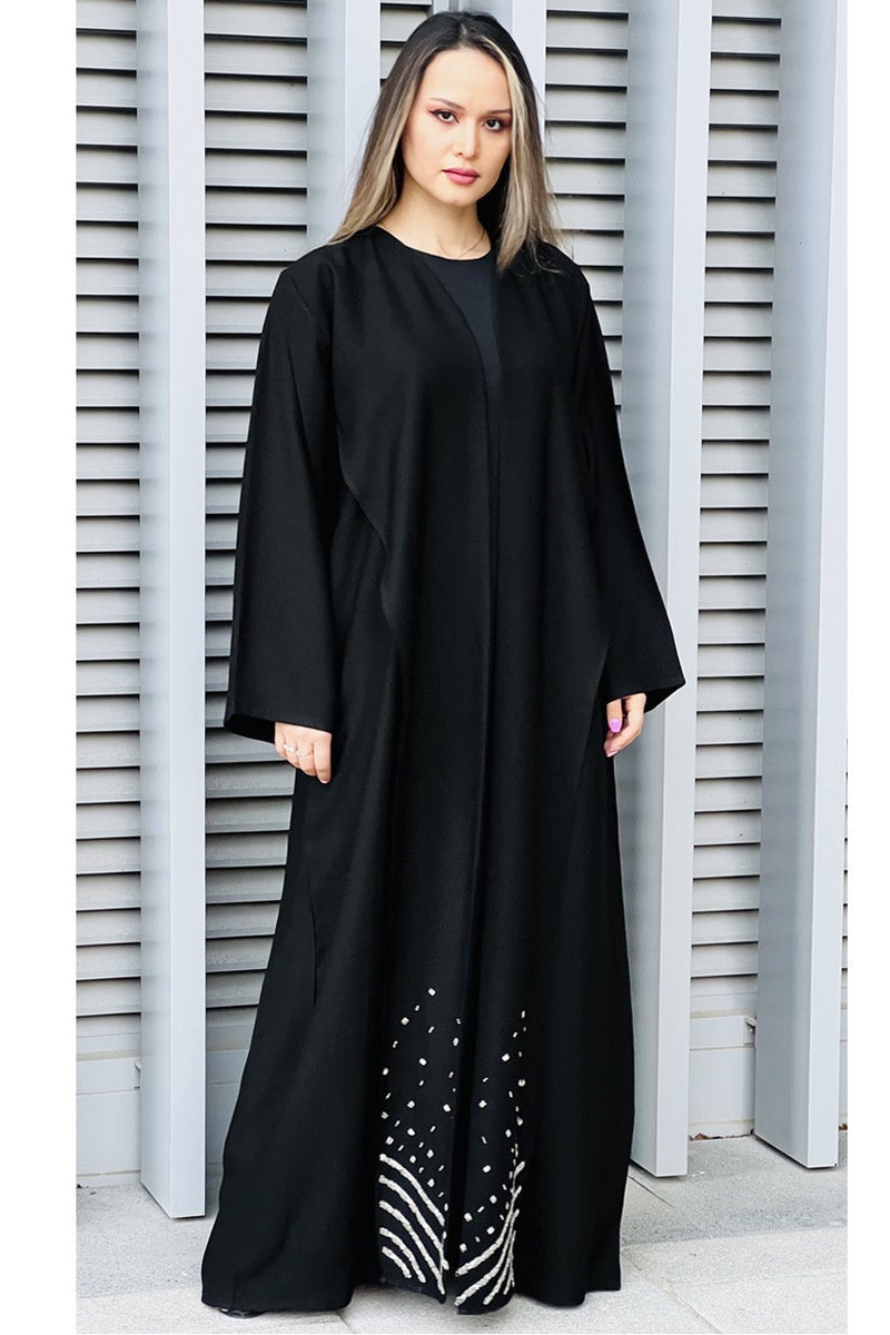 Moistreet Embroidered Open Front Abaya - Image 4