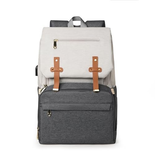 Winnies Diaper Bag for Mothers for Travel | Baby Diaper Bag Backpack for Travelling | Insulated & Waterproof Diaper Backpack | Maternity Bag for Mother and Baby (White/Grey) - Image 1