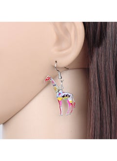 Newei Cute Enamel Giraffe Earrings Dangle Fashion Animal Earrings Jewelry For Women Charms Giraffe Gifts (Red)  - Image 2