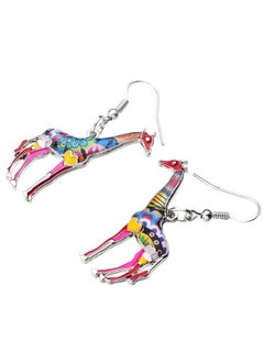 Newei Cute Enamel Giraffe Earrings Dangle Fashion Animal Earrings Jewelry For Women Charms Giraffe Gifts (Red)  - Image 3
