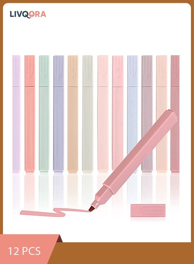 ليفقورا Highlighters Pen 12pcs Cute Pastel Highlighters Aesthetic Highlighter Marker Set Marker Penr, Dry Fast Easy to Hold for Journal Planner Book Marker Office Supplies - Image 1