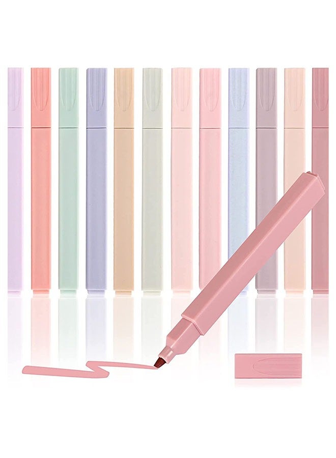 Generic Highlighters Pen 12pcs Cute Pastel Highlighters Aesthetic Highlighter Marker Set Marker Penr, Dry Fast Easy to Hold for Journal Planner Book Marker Office Supplies  - Image 1