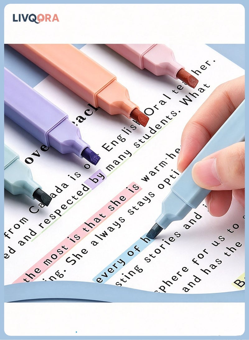LIVQORA Highlighters Pen 12-Pack Cute Macaron Colored Marker Pen Set - Mild Aesthetic Pastel Colors with Soft Chisel Tip for School, Office, Bible & Note Taking - Image 5