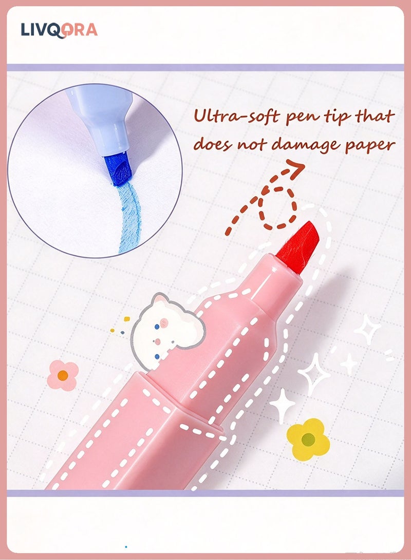 LIVQORA Highlighters Pen 12-Pack Cute Macaron Colored Marker Pen Set - Mild Aesthetic Pastel Colors with Soft Chisel Tip for School, Office, Bible & Note Taking - Image 4