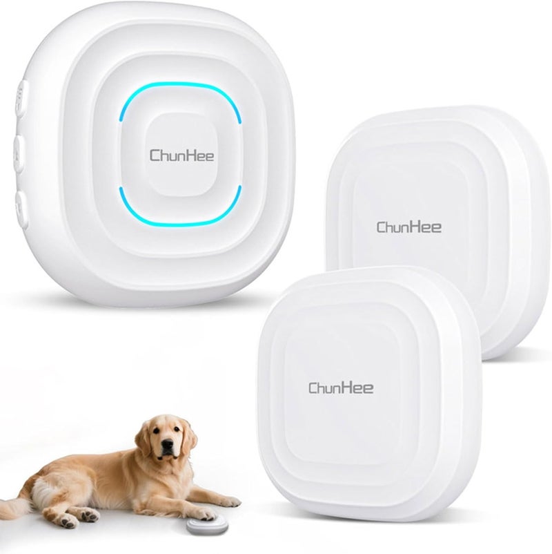 ChunHee Dog Door Bell for Potty Training –Smart Wireless Dog Bell to Go Outside, 500Feet with IP55 Waterproof, 32 Melodies & 5 Volume Levels(1 Receiver + 2 Buttons) - Image 1