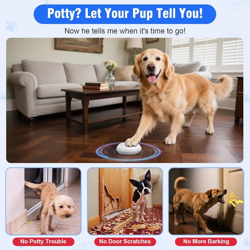 ChunHee Dog Door Bell for Potty Training –Smart Wireless Dog Bell to Go Outside, 500Feet with IP55 Waterproof, 32 Melodies & 5 Volume Levels(1 Receiver + 2 Buttons) - Image 2