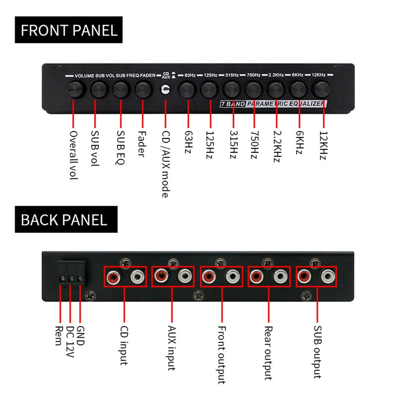 Professional 7 Band Car Equalizer Multifunctional Car Audio EQ Tuning Crossover Amplifier Parametric Equalizer Car Audio Equalizer - Image 3
