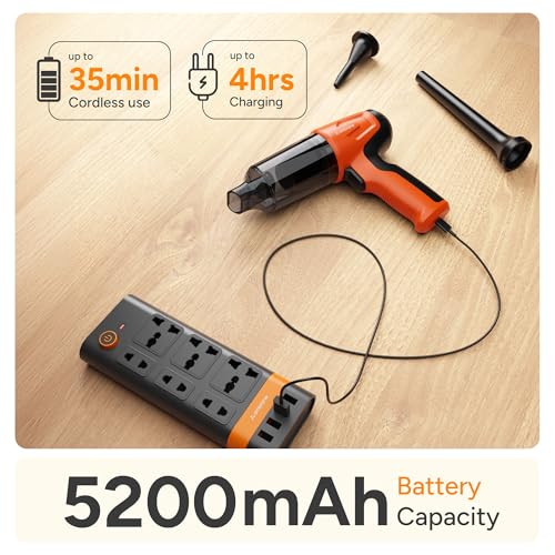 Ambrane 12kPA Powerful Suction 80W Wireless Hand Vacuum & 95000 RPM Air Blower 2in1 Wireless Vacuum Cleaner, BLDC Motor HEPA Filter,Compact & Lightweight for Car, Home use & Pet Hair, MiniVac02,Orange - Image 5