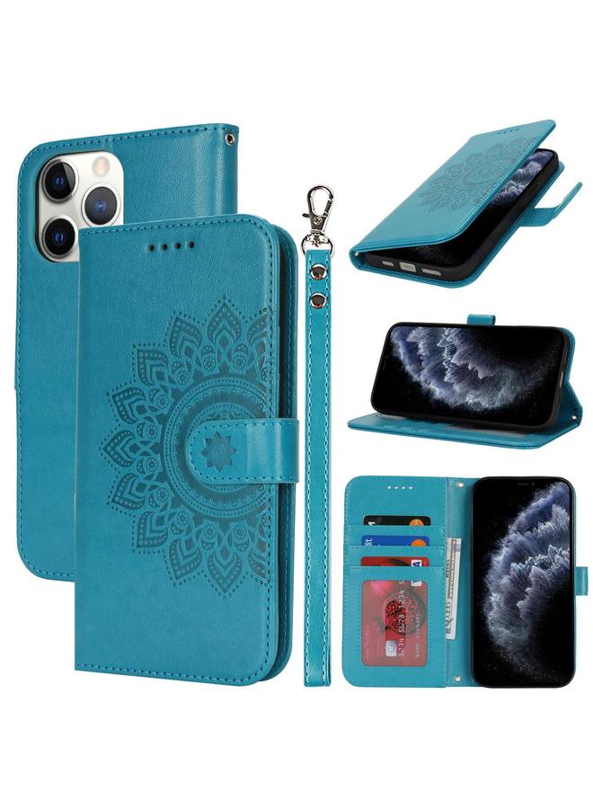 Zaboon Case For iPhone 11 Pro Double Fold Printed Embossing Leather Phone Case - Image 1