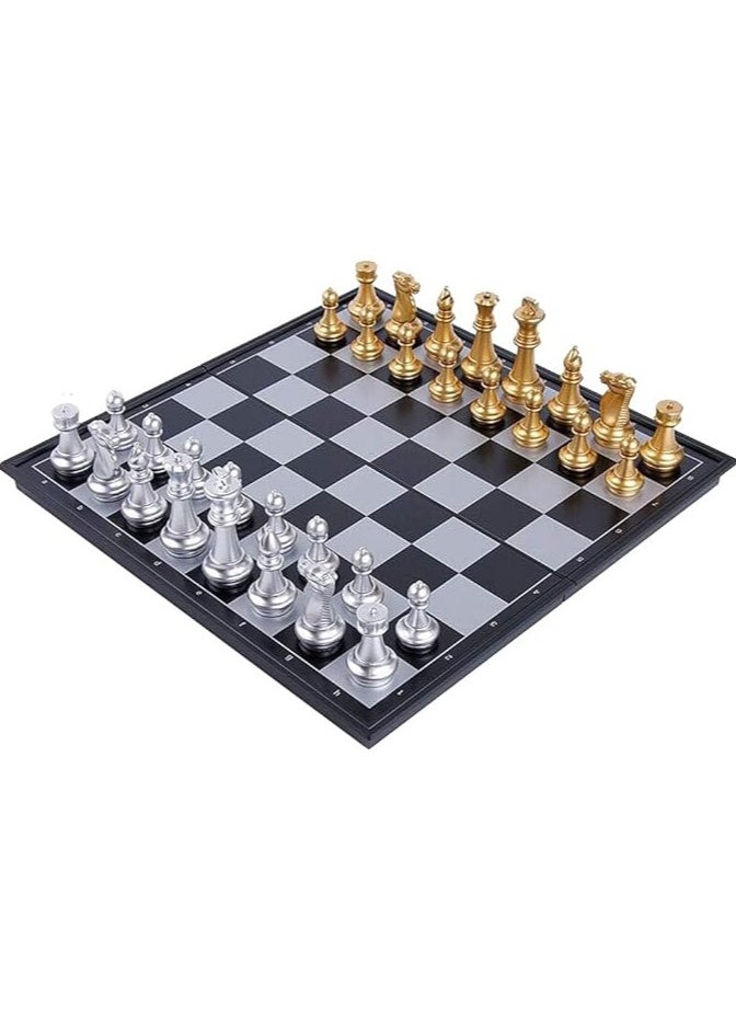 UKR - UKR Magnetic Chess Board – 14-Inch Classic Game Set with Golden & Silver Pieces | Portable Folding Chessboard for Kids & Adults | High-Quality Strategy Game for Beginners & Experts - Image 1